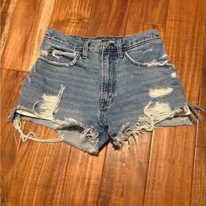 Abercrombie & Fitch High Rise Distressed Denim Cutoff Shorts Size 28